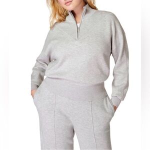 Sweaty Betty Women Timeless Quarter Zip Track Top Light Grey Marl pullover 2 XXS
